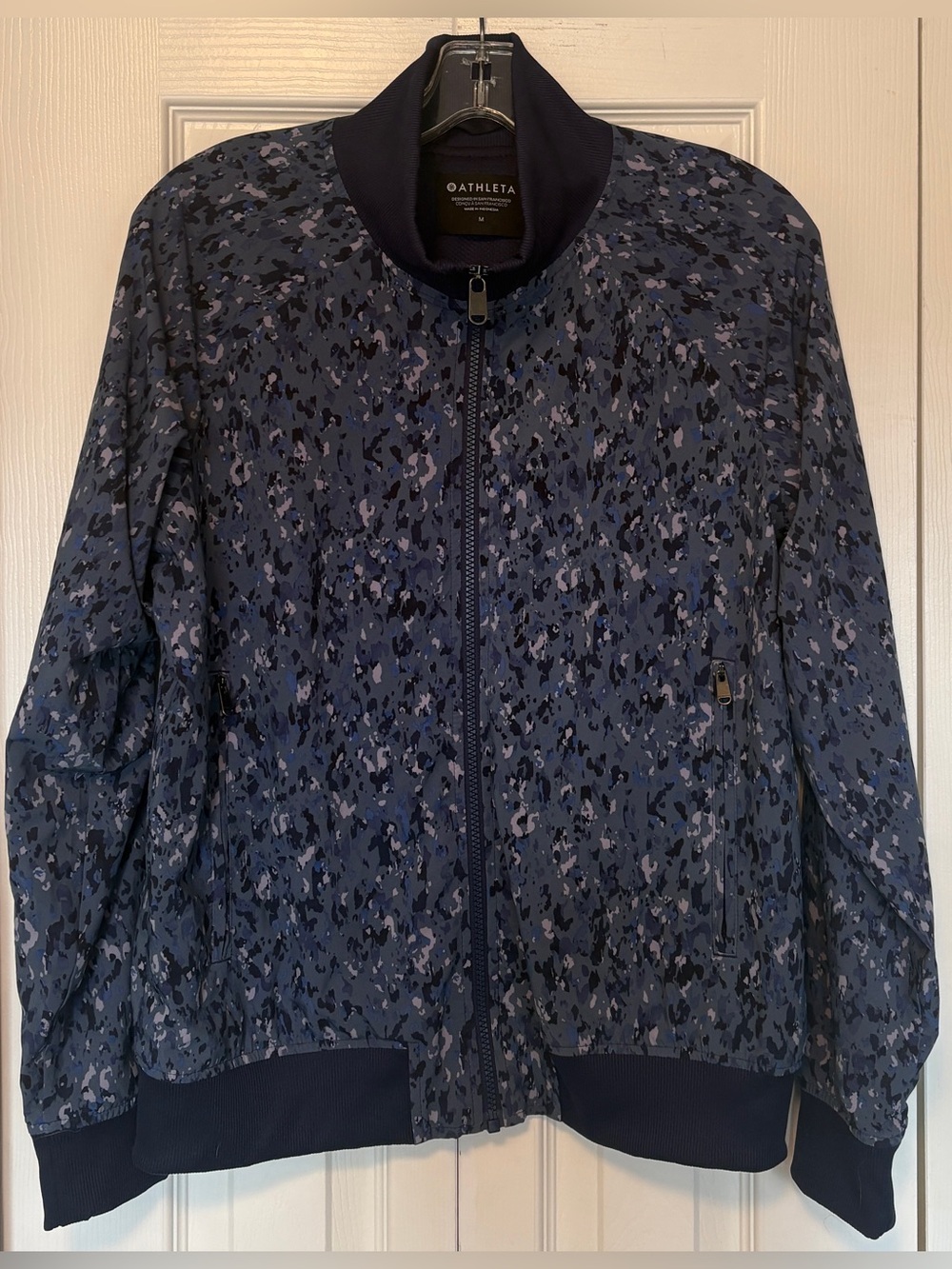 Athleta Workout Brooklyn Bomber Jacket II Captivate Chrome Blue Medium M